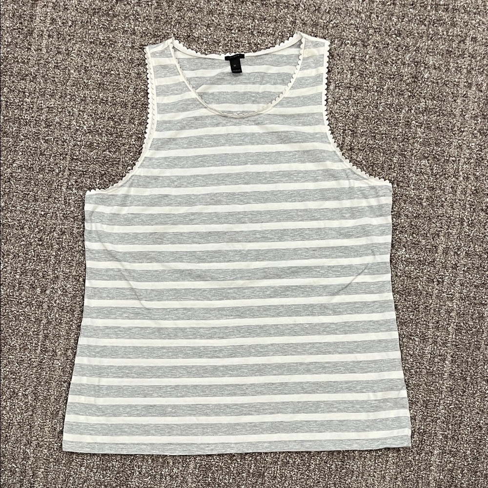 J. Crew Heather Gray and Cream Striped Shirt